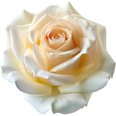 Elegant and delicate cream rose flower with soft petals and beauty texture. Flower element isolated on white or transparent background.