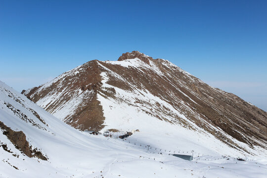 Winter mountain landscape. Hiking in the mountains in Kazakhstan. 