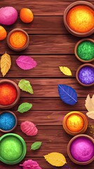 Flat Lay of Holi Festival Essentials with Colors and Sweets, Holi 