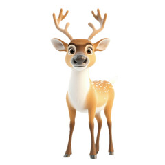 Fototapeta premium Cute Cartoon Deer with Big Eyes and Antlers