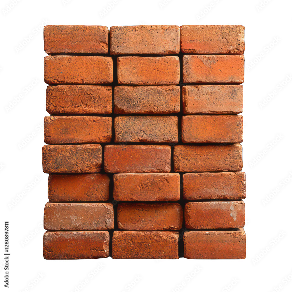 Poster stack of red bricks isolated on transparent background