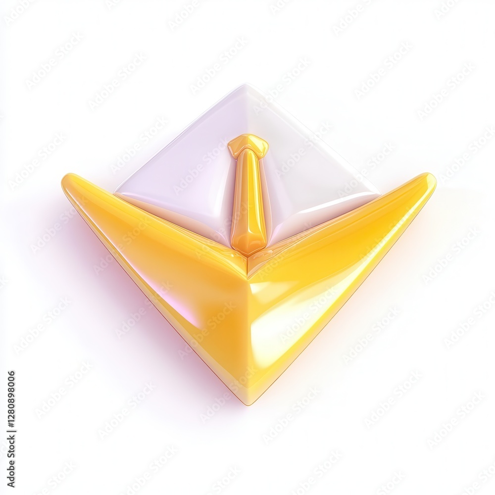 Poster a colorful 3d abstract shape with smooth curves and glossy finish, resembling a combination of yello