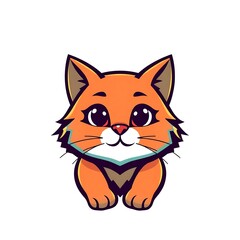 Obraz premium Adorable Cat Mascot Logo with a Playful Expression on a Clean White PNG Background