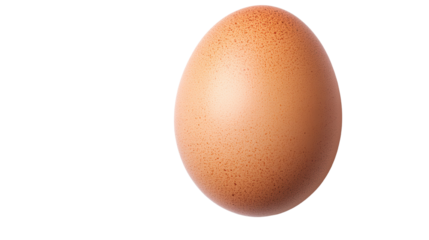 Brown egg on white background, fresh organic egg with smooth surface, perfect for cooking or baking, ample space for text. Isolated on white background or PNG