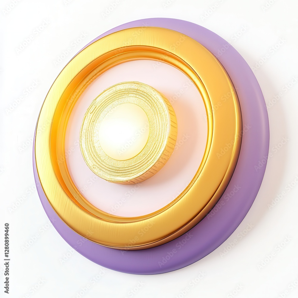 Aufkleber abstract 3d circular design featuring purple and gold layers with a central light source.