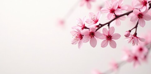 Naklejka premium Pink sakura branches in full bloom against a clean white background, flowers, pink