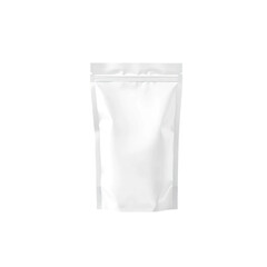 A blank white standing pouch packaging mockup isolated on transparent background