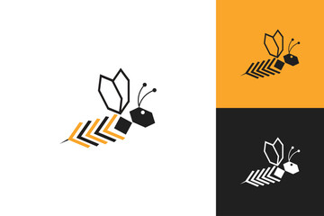 Bee illustration,  logo Design, Logo Design graphic Conception, logo icon template graphic art, vector illustration design.