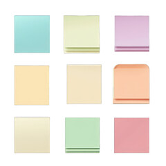 Sticky notes set isolated on transparent background