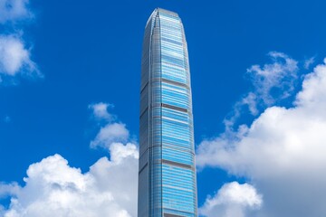Fototapeta premium Commercial buildings in Hongkong are low angle, China,