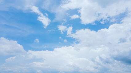 Tranquil Sky View with White Clouds and Blue Horizon