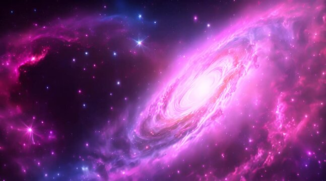 Amazingly colorful galaxy in outer space, swirling with vibrant hues of pink, blue, and gold