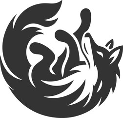 A fox rolling on its back, paws in the air animal vector silhouette