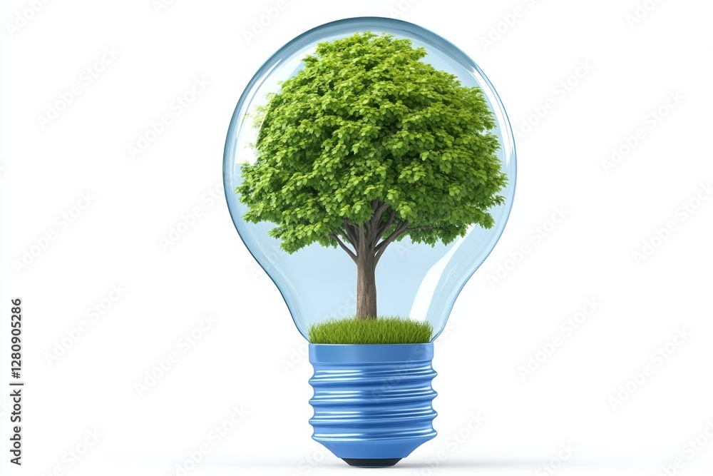 Aufkleber Conceptual image depicting a light bulb with a small tree growing inside symbolizing sustainable energy renewable resources and the potential for environmental growth and innovation