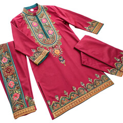 Traditional  muslim girl dress on white background