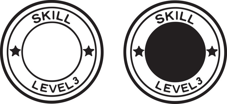 isolated skill level 3 badge Vector,skill level 3 badge Silhouette,skill level 3 badge icon set, black skill level 3 badge symbol for you,color  Vector illustration, Vector Graphic, EPS 10 