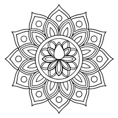 Intricate Lotus Flower Mandala Art: Detailed Floral Design, Geometric Pattern, Spiritual Coloring Page, Relaxation, Meditation, Black and White