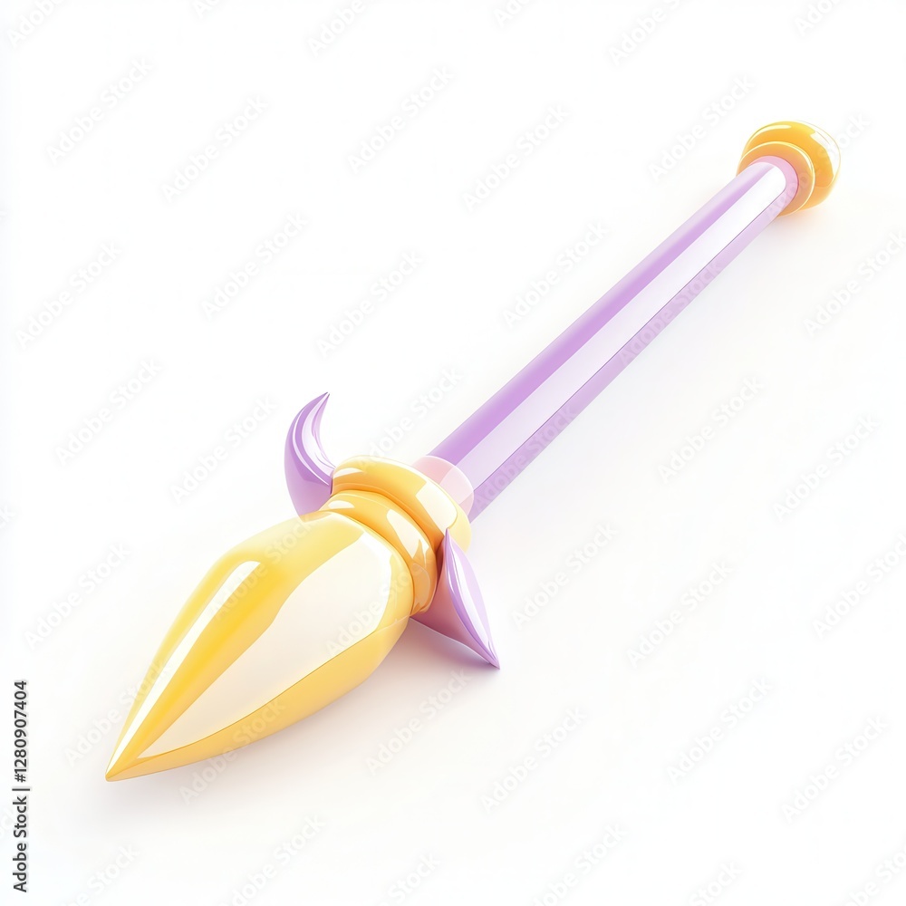 Poster a colorful spear with a pointed tip and decorative elements, designed in a playful and vibrant style