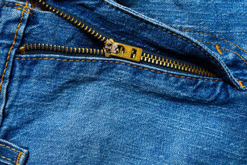 Blue jeans, close-up at the crotch with zipper