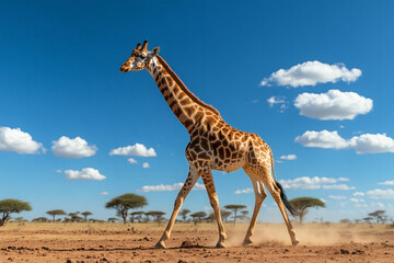 Obraz premium Giraffe Walking in African Savannah