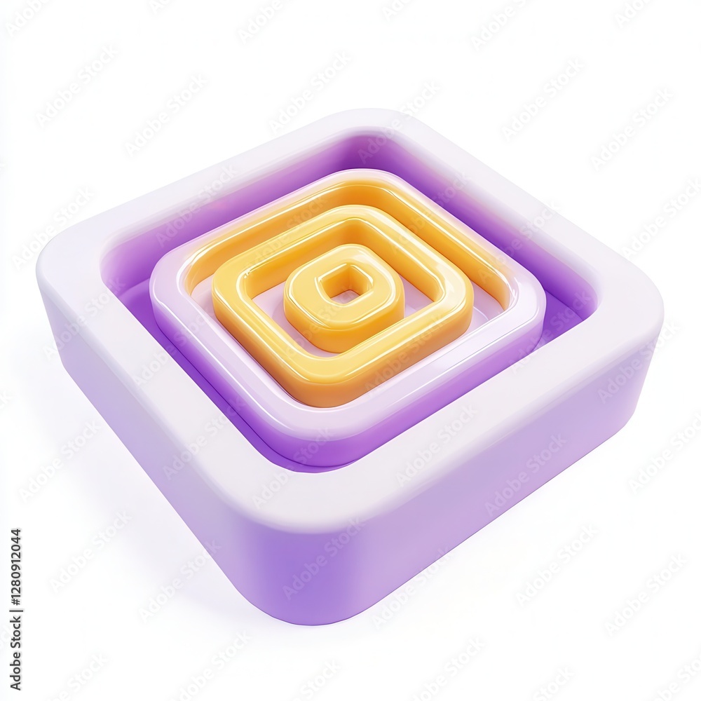 Poster a 3d rendered image of concentric squares in vibrant colors, showcasing a modern design aesthetic wi