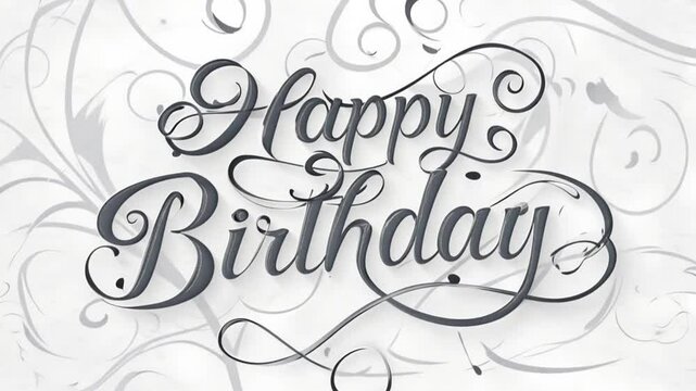 Happy Birthday greeting with elegant script and floral accents