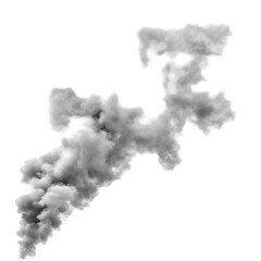 Dramatic Smoke Plume Isolated on Black Background, Design Element