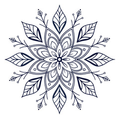 Elegant Floral Mandala Design: Intricate Leaf Pattern, Decorative Ornament, Botanical Art, Vector Illustration, Circular Motif