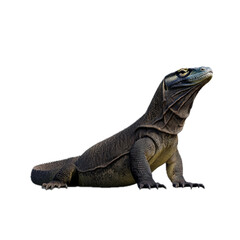 Obraz premium Large Lizard in a Natural Pose on White Background