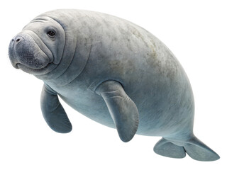 Fototapeta premium Realistic Manatee Swimming Underwater with Gentle Expression and Natural Habitat Surroundings
