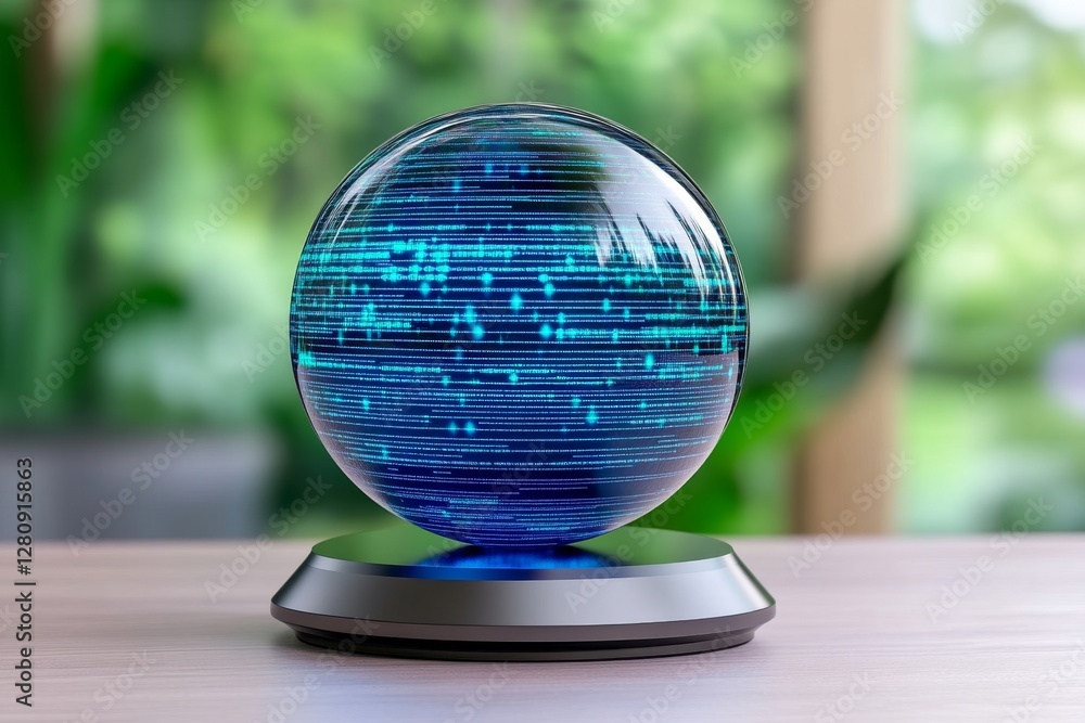 Poster Data science abstract vector background 3D sphere cloud server Machine learning technology