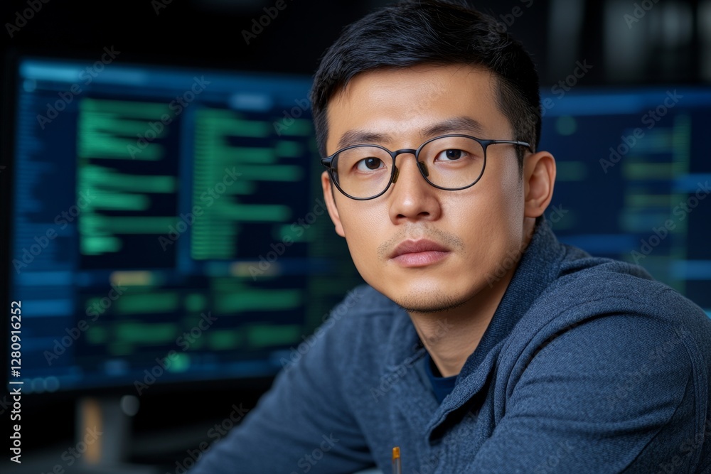 Fototapete Data science digital technology concept Computer science engineer programming on laptop at office data exchange system control and data management with Ai Business and Artificial intel : Generative