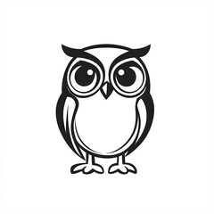Obraz premium Charming Cartoon Owl Illustration with Bold Lines on White Background