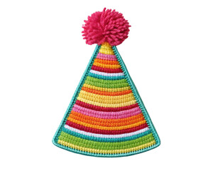 Colorful Striped Party Hat Patch with Pom-Pom for Fun Craft Projects and DIY Decorations