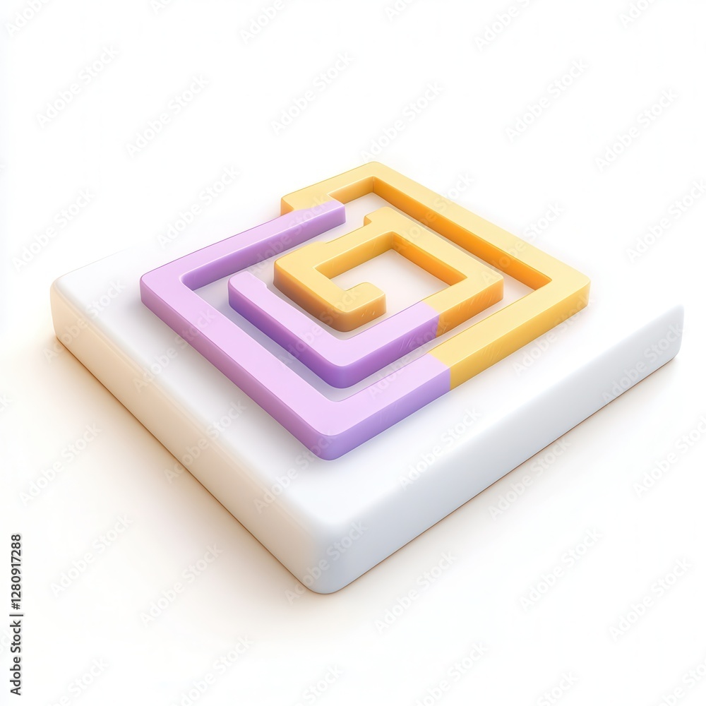 Aufkleber a colorful 3d geometric design featuring interlocking shapes on a smooth white surface.