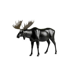 Black Moose Figurine Isolated on White Background