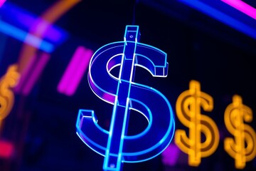 Dazzling Glowing Multicolored Plastic Dollar Sign Radiating Vibrant Financial Energy