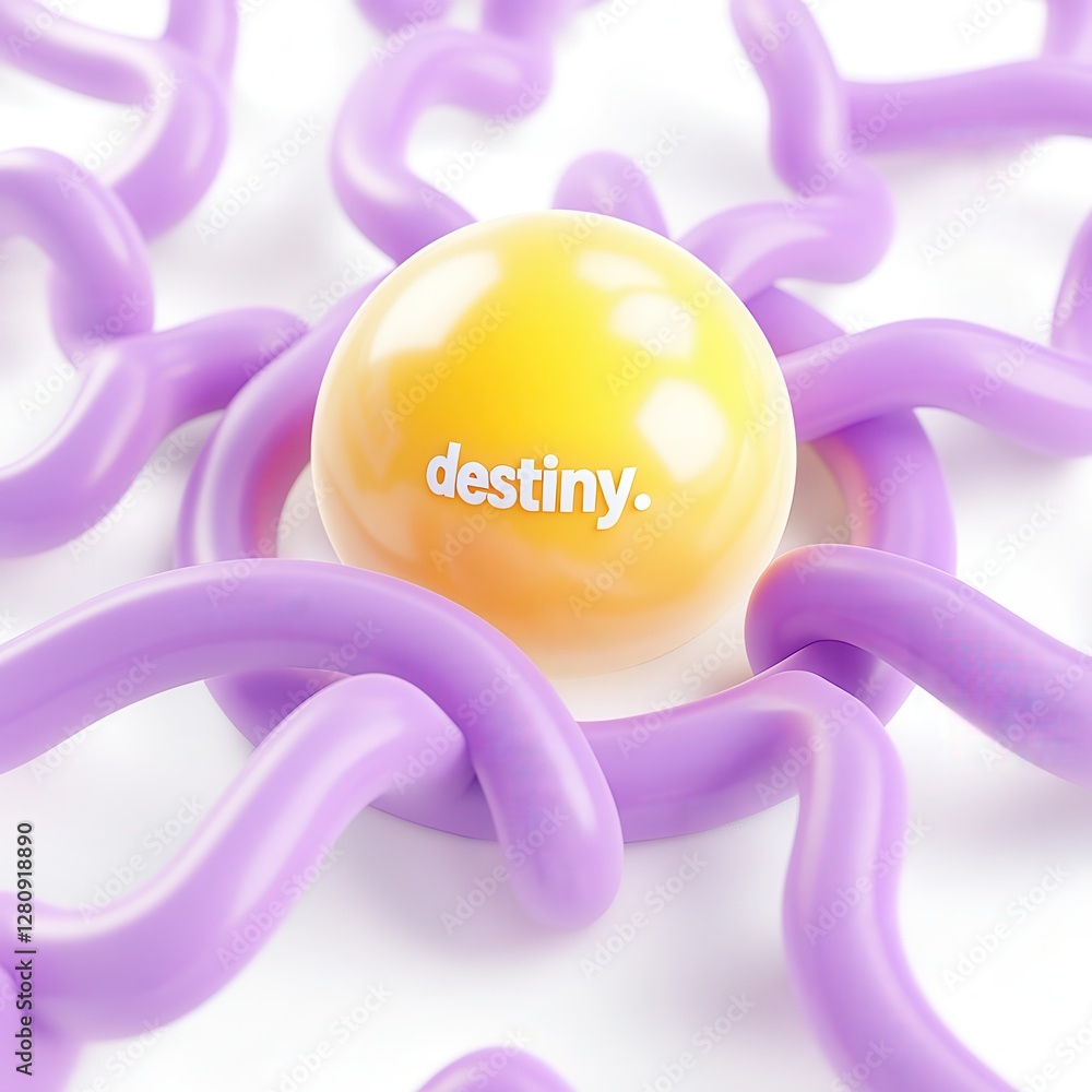 Aufkleber a colorful 3d rendering featuring a yellow and purple abstract design with the word 'destiny.' promi
