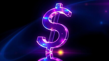 Dazzling Glowing Multicolored Plastic Dollar Sign Radiating Vibrant Financial Energy