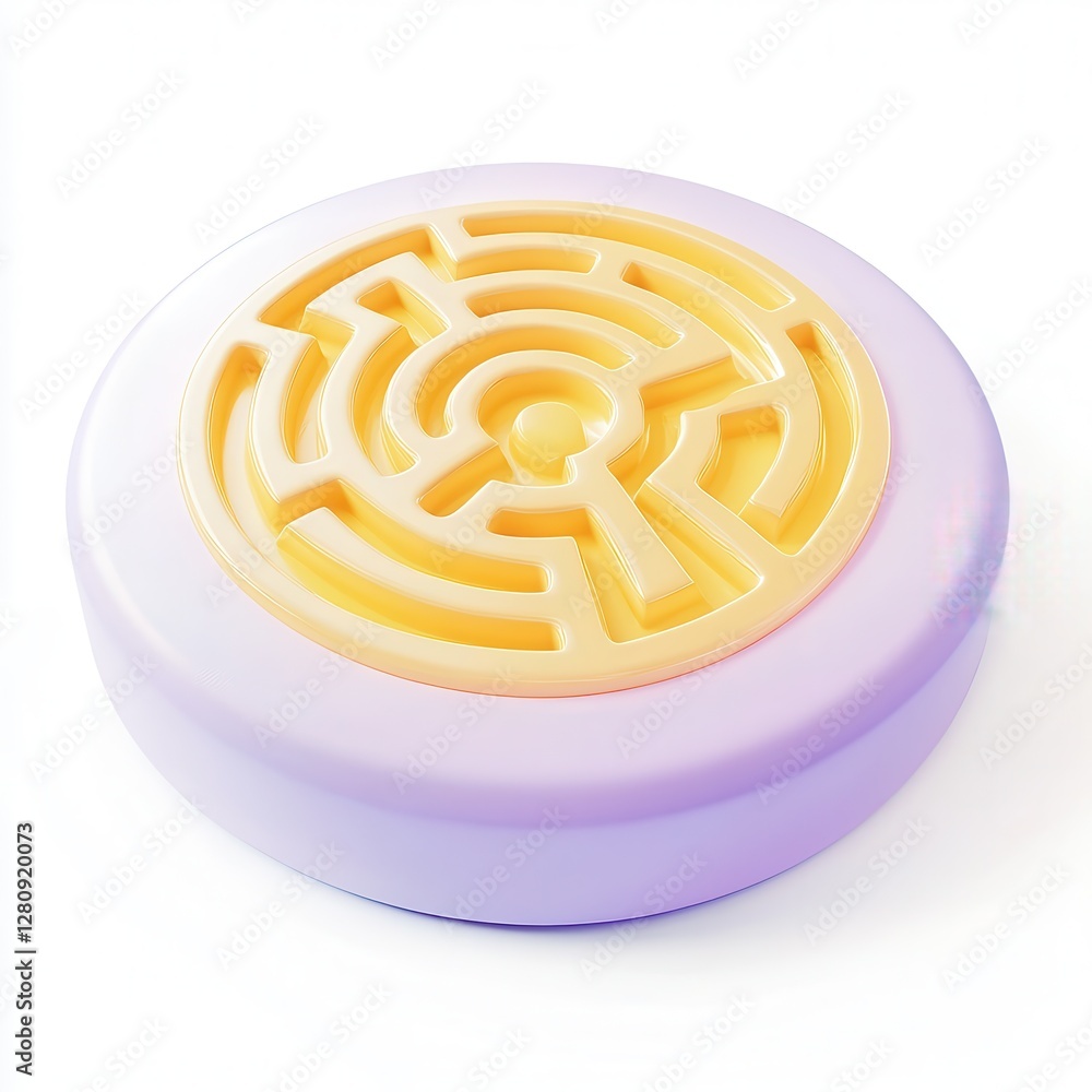 Poster a colorful, circular maze design with a smooth surface, showcasing a playful and creative approach t