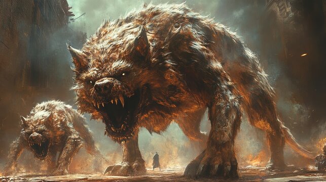 Cerberus, the fearsome three-headed hound of Hades from Greek mythology