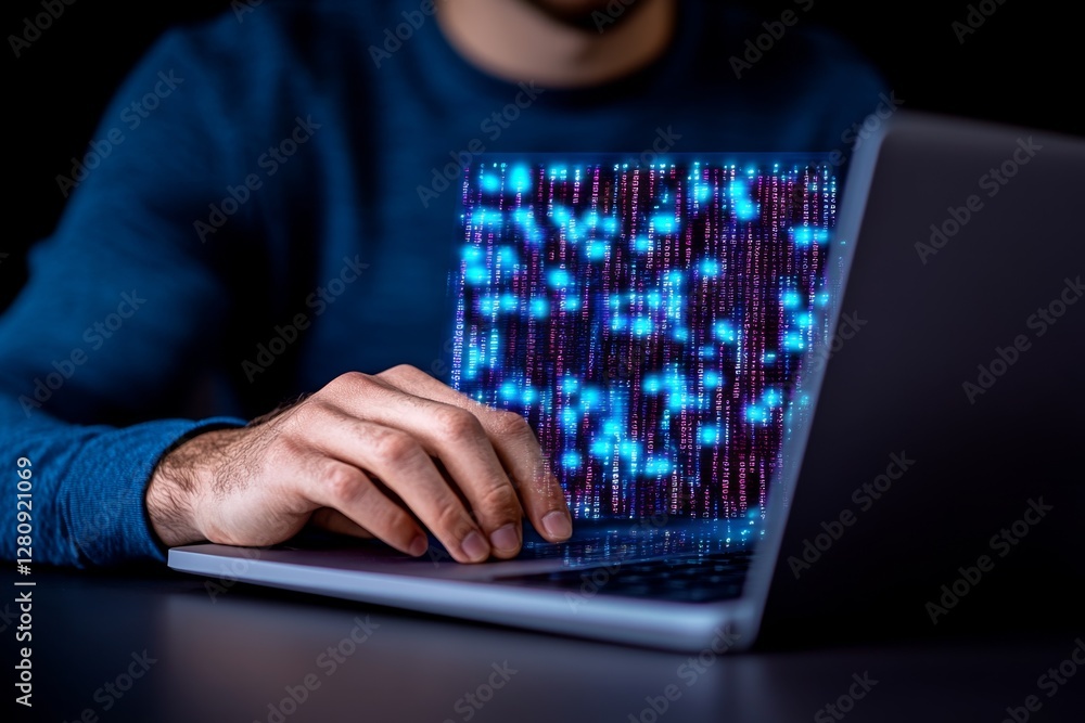 Aufkleber digital technology, data exchange, cloud computing, global business concept businessman working on l