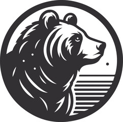 Bear Silhouette Vector Art Illustration On Solid White Background