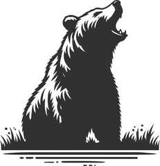 Obraz premium Bear Silhouette Vector Art Illustration On Solid White Background