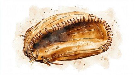 Vintage Baseball Glove Watercolour Painting