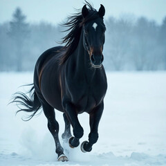 horse in snow