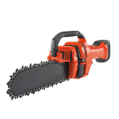 Naklejka premium Chainsaw 3D Model White Background on transparent background.