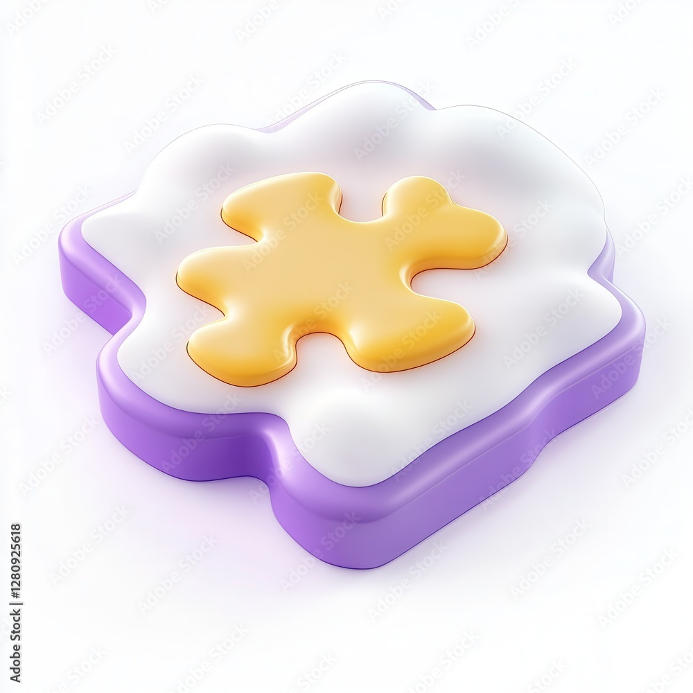 Aufkleber a 3d rendering of a colorful puzzle piece sitting on a soft, cloud-like surface.