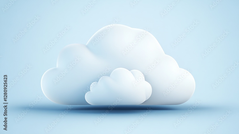 Poster 3d render of a cloud computing symbol, digital cloud storage concept