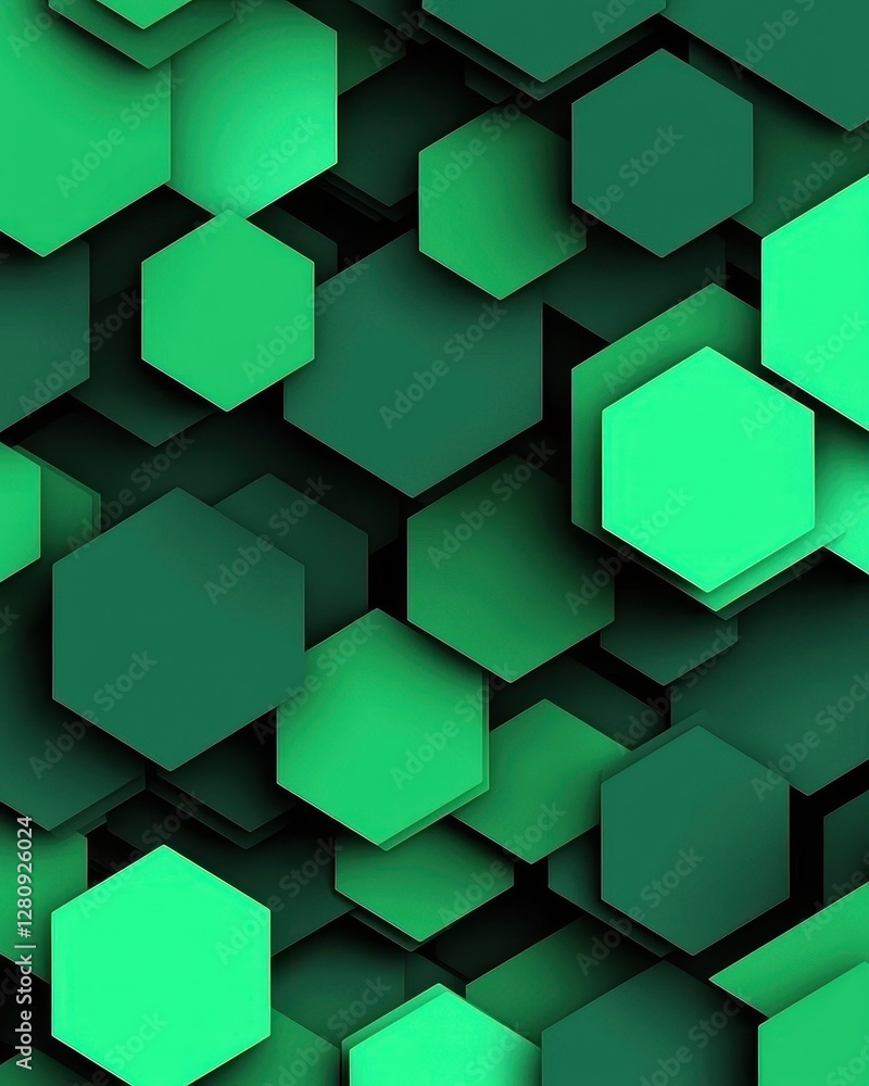Poster abstract green hexagon pattern background geometric shapes modern design 3d texture